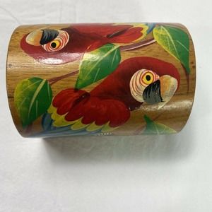 5 x 3.75" Hand Painted Fragrant Box Parrots for Jewelry Small Items Keepsakes